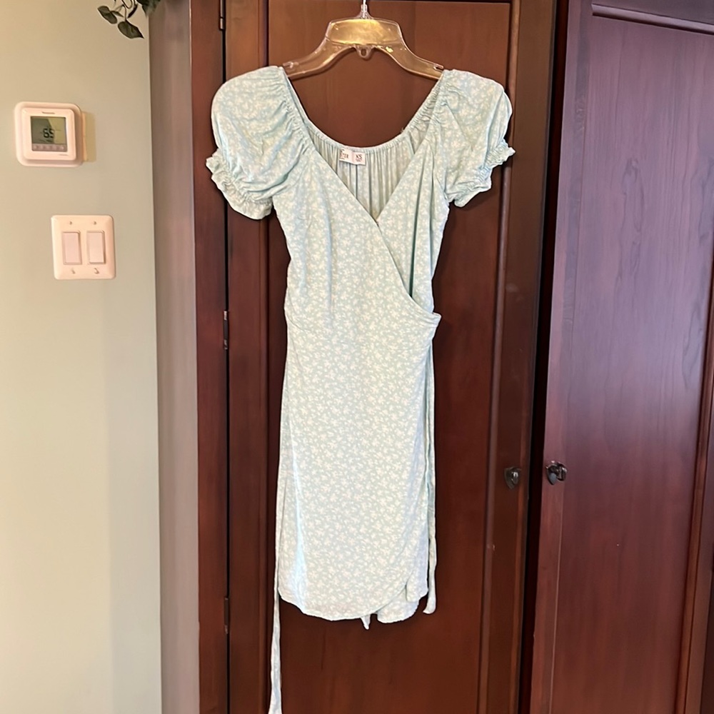 Hollister Light Blue Floral Wrap Dress